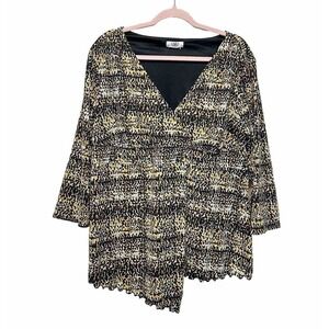 Women's Cato 18/20W V- Neck Geometric Print Top‎ 3/4 Sleeve Pullover Stretchy